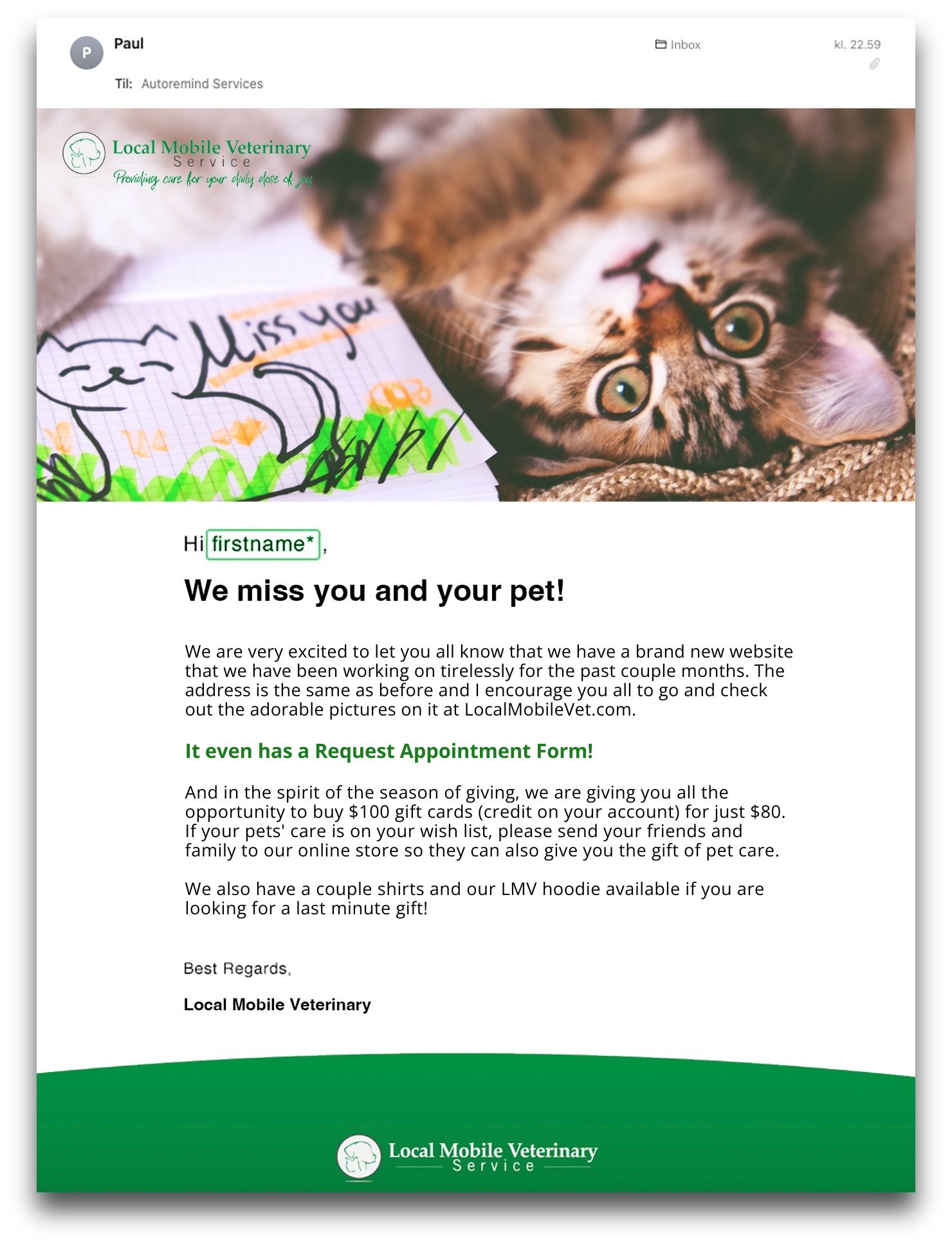 Vet Marketing Email Example